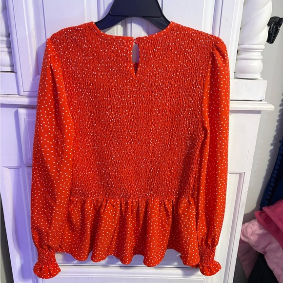 Forever 21 Red Polka Dot Smocked Blouse - Picture 2 of 2